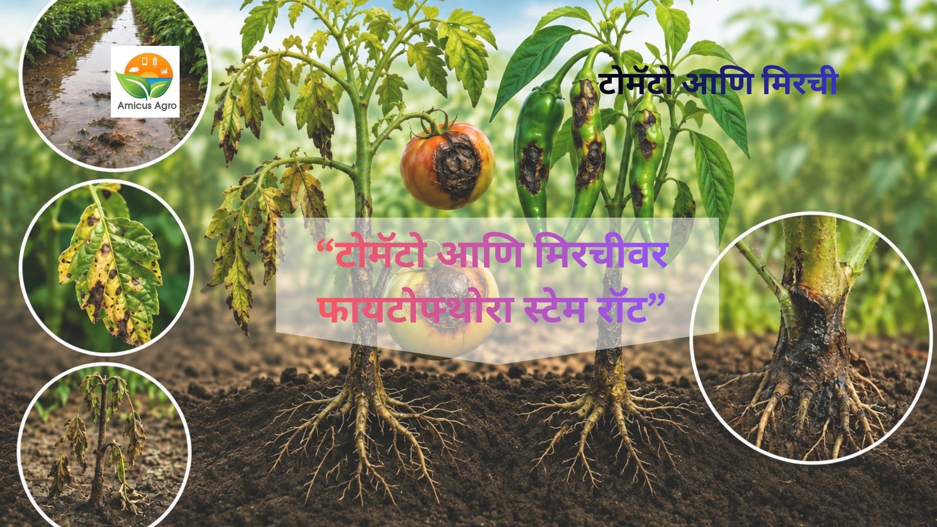 🌾 टोमॅटो आणि मिरचीवर ‘फायटोफ्थोरा स्टेम रॉट’चा हल्ला? जाणून घ्या कारणे, लक्षणे आणि Amicus च्या Siller-100 द्वारे १००% मात!